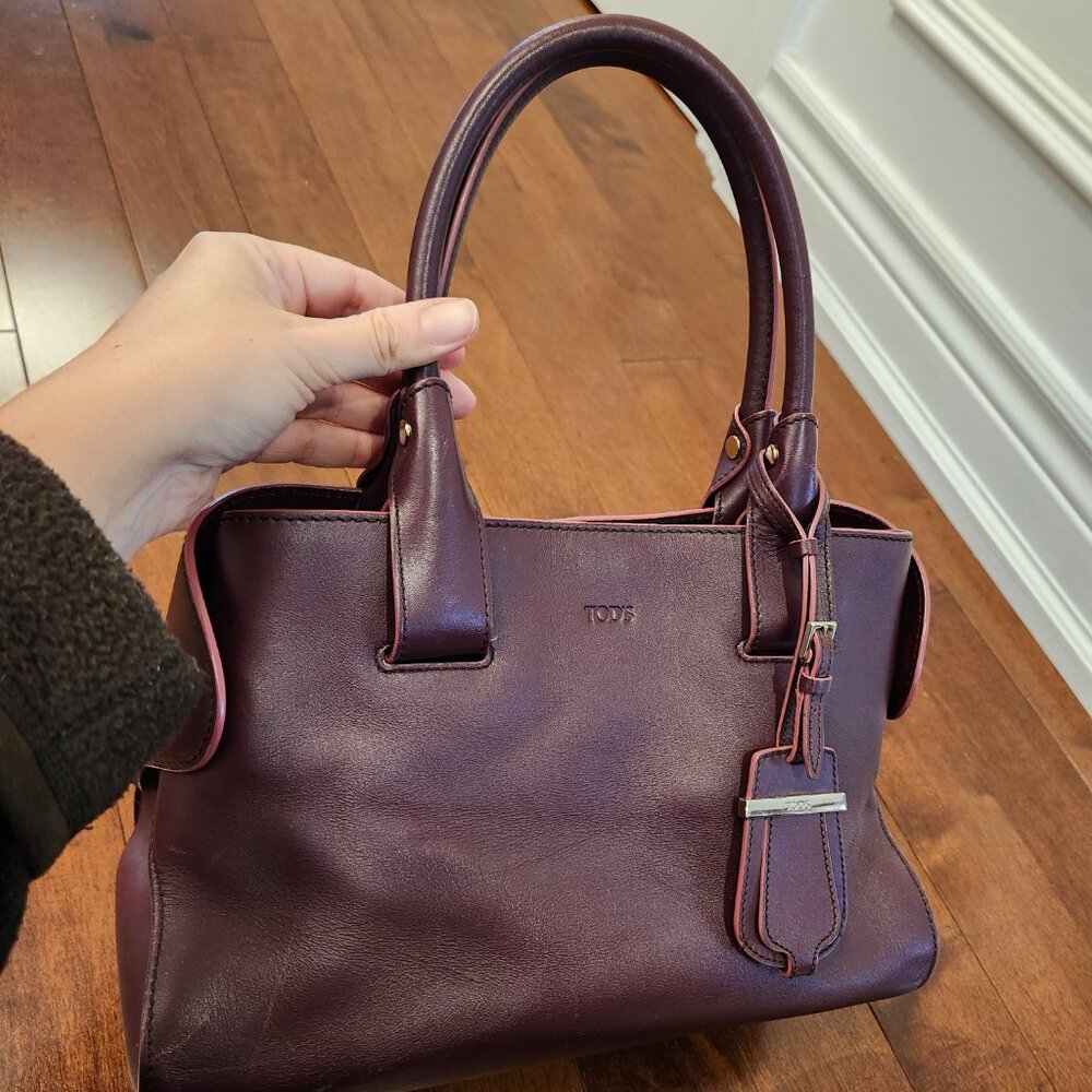 Tod's Burgundy leather cape shoulder bag - Picture 13 of 13